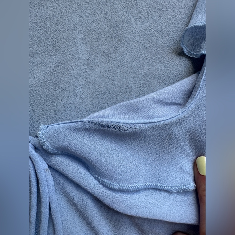 Princess‎ Polly Tie Blouse sky blue sheer ruffled tie front blouse size 4 small - Picture 7 of 7